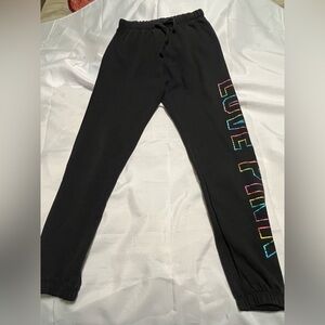 PINK Black Joggers with Colorful Lettering
